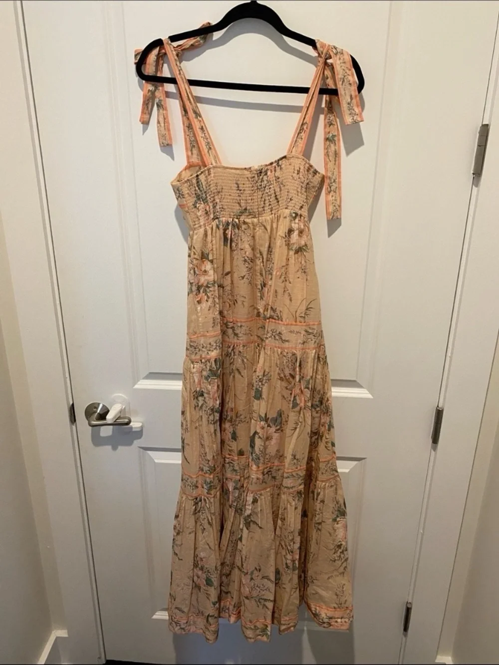 Zimmermann Peach Floral Smocked Dress with Thin Straps - Picture 5 of 5